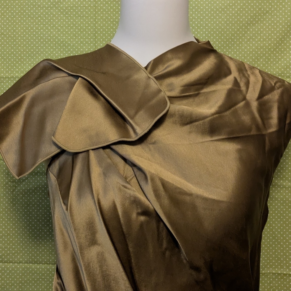 Elegant Brown Satin Evening Dress - Picture 4 of 6